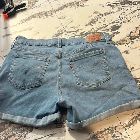 Levi's Blue Jean Shorts with Cuffed Hem - Picture 2 of 3